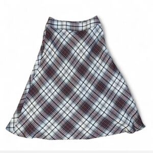 East 5th Red and Blue Plaid Midi Skirt